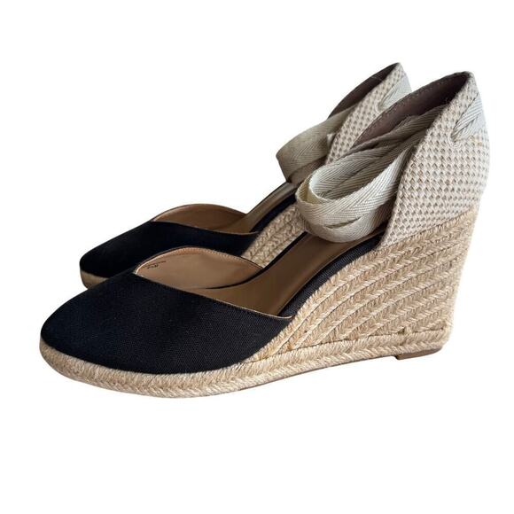 Reformation Camille Espadrille Women’s Size 9.5 Black Cream Ribbon - Picture 4 of 11